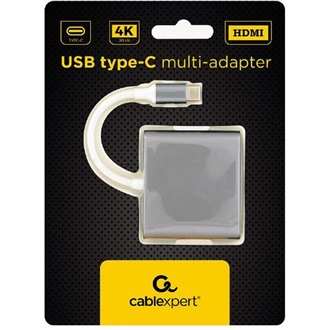 Gembird USB-C -> HDMI 1.4 USB-C USB-A 2.0 M/F adapter 0.2m ezüst