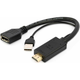 Gembird HDMI 1.4 -> Displayport M/F aktív adapter 0.1m fekete