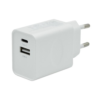 GIGAPACK Hálózati töltő USB+Type-C aljzat 33W, gyorstöltő, FEHÉR