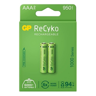 GP RECYKO elem (AAA, 1.2V, 950mAh Ni-MH, újratölthető) 2db/csomag
