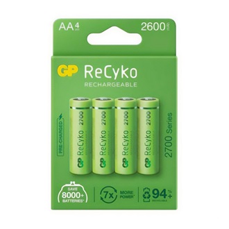 GP RECYKO elem (AA, 1.2V, 2600mAh Ni-MH, újratölthető) 4db/csomag