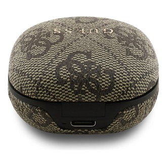 GUESS 4G CLASSIC METAL LOGO bluetooth fülhallgató SZTEREO (v5.4, TWS, mikrofon, zajszűrő + töltőtok) SÖTÉTBARNA