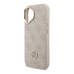 GUESS 4G STRASS LOGO & BIG STRAP METAL BUTTONS szilikon telefonvédő bőr hatású hátlap, MagSafe + vállpánt, RÓZSASZÍN