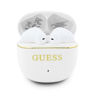 GUESS GOLD LINE GLOSSY CLASSIC LOGO bluetooth fülhallgató SZTEREO v5.4, mikrofon + töltőtok, FEHÉR