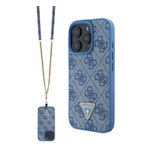 GUESS LEATHER METAL LOGO STRASS CROSSBODY szilikon telefonvédő (ütésállóság, bőr hatású hátlap + vállpánt) SÖTÉTKÉK