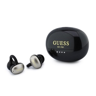 GUESS METALLIC FINISH CLASSIC bluetooth fülhallgató SZTEREO v6.0, mikrofon + töltőtok, FEKETE