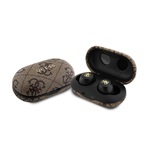 GUESS METAL LOGO Bluetooth fülhallgató SZTEREO v5.3, IPX5 vízálló + töltőtok, BARNA
