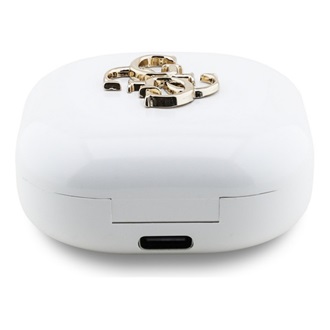 GUESS METAL LOGO bluetooth fülhallgató SZTEREO (v5.3, TWS, mikrofon, zajszűrő, IPX5 vízálló + töltőtok) FEHÉR