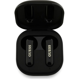 GUESS METAL LOGO bluetooth fülhallgató SZTEREO (v5.3, TWS, mikrofon, zajszűrő, IPX5 vízálló + töltőtok) FEKETE
