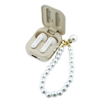 GUESS PEARL STRAP bluetooth fülhallgató SZTEREO (v5.4, TWS, mikrofon, IPX5 vízálló, kézpánt + töltőtok) BÉZS