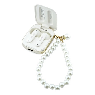 GUESS PEARL STRAP bluetooth fülhallgató SZTEREO (v5.4, TWS, mikrofon, IPX5 vízálló, kézpánt + töltőtok) FEHÉR