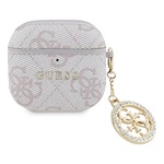 GUESS SCRIPT CHARMS szilikon tok (textil minta, telefondísz) RÓZSASZÍN Apple AirPods 4