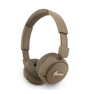 GUESS SCRIPT METAL LOGO bluetooth fejhallgató SZTEREO (v5.3, mikrofon, IPX4 vízálló) SÖTÉTBARNA