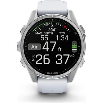 Garmin 010-02903-00 fenix 8 AMOLED (43mm) fehér szilikon pántos ezüst okosóra