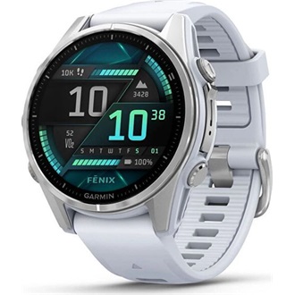 Garmin 010-02903-00 fenix 8 AMOLED (43mm) fehér szilikon pántos ezüst okosóra