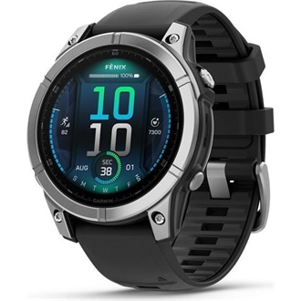 Garmin 010-03025-00 fenix E AMOLED (47mm) fekete szilikon pántos ezüst okosóra