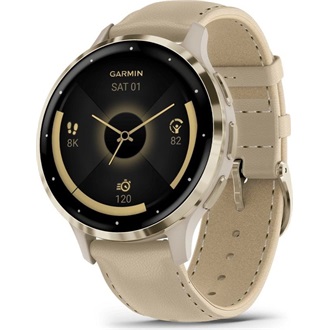 Garmin Venu 3S francia szürke-krémarany, bőr és szilikon szíjjal okosóra