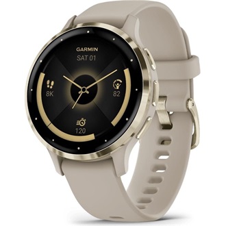 Garmin Venu 3S francia szürke-krémarany, szilikon szíjjal okosóra