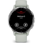 Garmin Venu 3S zsálya, ezüst kerettel, szilikon szíjjal okosóra