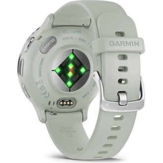 Garmin Venu 3S zsálya, ezüst kerettel, szilikon szíjjal okosóra