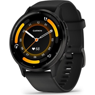 Garmin Venu 3 fekete, fekete kerettel, szilikon szíjjal okosóra