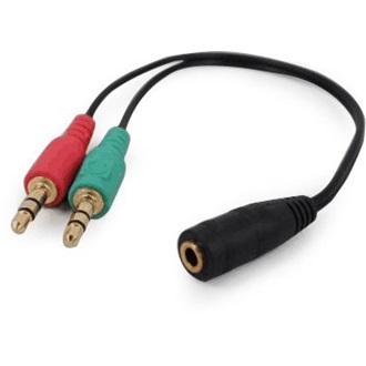 Gembird 2db Jack stereo 3,5mm -> Jack stereo 3,5mm (4pin) M/F adapter 0.2m fekete