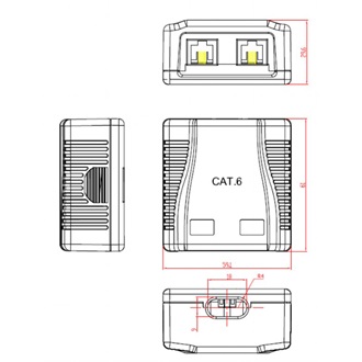 Gembird 2x RJ45 kat. 6 UTP fali aljzat, komplett fehér