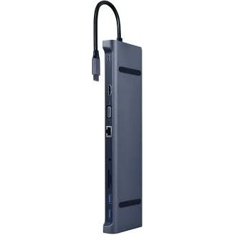 Gembird A-CM-COMBO10-01 10-port 87W USB-C dokkoló szürke