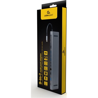 Gembird A-CM-COMBO9-01 9-port 60W USB-C dokkoló szürke