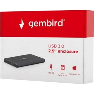 Gembird szálcsiszolt alumínium 2.5" SATA3 USB3.0 külső ház fekete