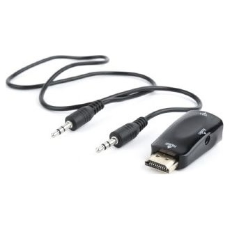 Gembird VGA Jack stereo 3,5mm -> HDMI VGA M/F adapter fekete