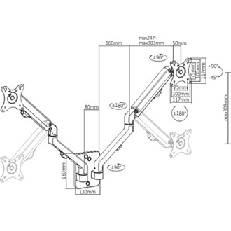 Gembird MA-WA2-01 17"-27" monitor fali tartó fekete