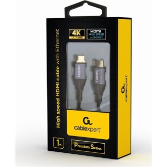 Gembird Premium HDMI 2.0 Ethernet -> HDMI 2.0 Ethernet M/M video kábel 1m fekete-szürke