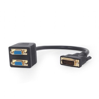 Gembird DVI-I -> 2db VGA M/F adapter 0.2m fekete