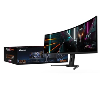 Gigabyte Aorus CO49DQ 49" ívelt Quantum Dot OLED gaming monitor fekete 144Hz FreeSync Premium Pro