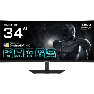 Gigabyte G34WQC2 34" ívelt VA LED gaming monitor fekete 200Hz FreeSync Premium