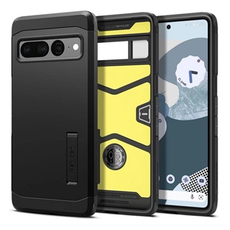 Google Pixel 7 Pro SPIGEN TOUGH ARMOR szilikon telefonvédő ütésállóság, kitámasztó, FEKETE