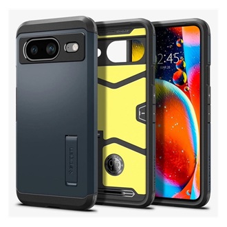Google Pixel 8 SPIGEN TOUGH ARMOR szilikon telefonvédő ütésállóság, kitámasztó, SÖTÉTSZÜRKE
