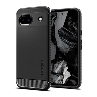 Google Pixel 8a 5G SPIGEN RUGGED ARMOR szilikon telefonvédő ütésállóság, karbon minta, FEKETE