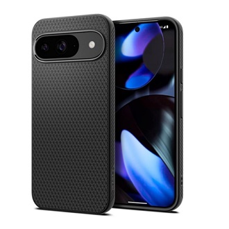 Google Pixel 9 Pro 5G SPIGEN LIQUID AIR szilikon telefonvédő ütésállóság, rombusz, FEKETE