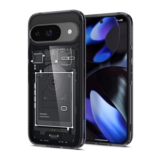 Google Pixel 9 Pro 5G SPIGEN ULTRA HYBRID ZERO ONE műanyag telefonvédő ütésállóság, légpárnás keret, FEKETE