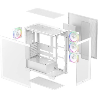 DeepCool CG86G580 4F WH V2 táp nélküli ablakos Mid Tower számítógépház fehér