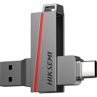 HIKSEMI Pendrive 16GB E307C U3 "Dual Slim" USB 3.2/Type-C, Szürke (HIKVISION)