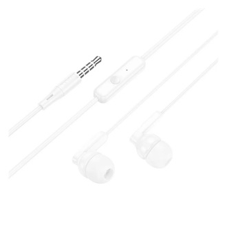 HOCO BRIGHT fülhallgató SZTEREO 3.5mm jack, felvevő gomb, FEHÉR