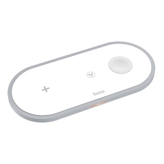 HOCO CW24 hálózati töltő állomás, 3in1 gyorstöltő, wireless, Apple AirPods 1-2 készülékhez FEHÉR