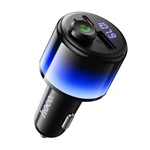HOCO E166 autós töltő USB+2 Type-C aljzat (42W, PD gyorstöltő, LED kijelző) FEKETE
