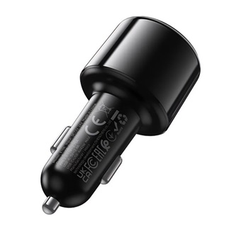 HOCO E166 autós töltő USB+2 Type-C aljzat (42W, PD gyorstöltő, LED kijelző) FEKETE
