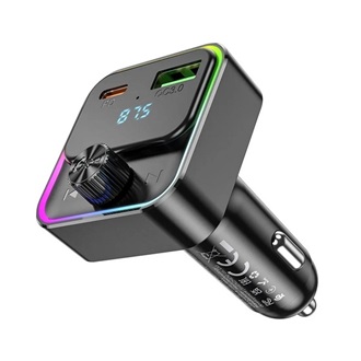 HOCO E81 bluetooth FM transmitter autós töltő USB+Type-C aljzat 30W, LED kijelző, FEKETE
