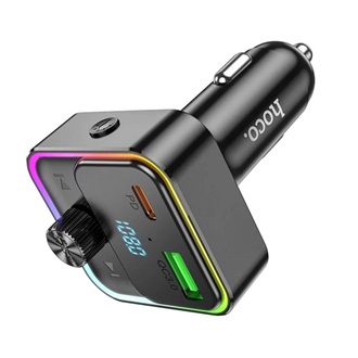 HOCO E81 bluetooth FM transmitter autós töltő USB+Type-C aljzat 30W, LED kijelző, FEKETE
