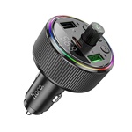 HOCO E82 bluetooth FM transmitter autós töltő 2 USB aljzat (v5.3, 30W, gyorstöltő, LED kijelző) FEKETE